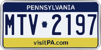 PA license plate MTV2197