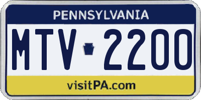PA license plate MTV2200