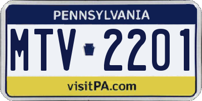 PA license plate MTV2201