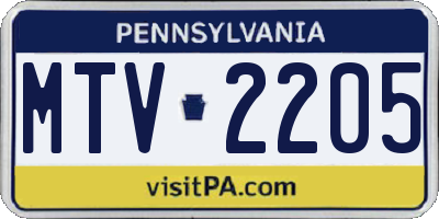 PA license plate MTV2205