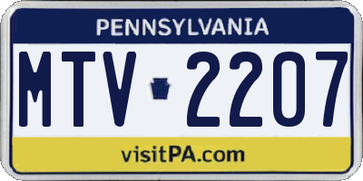 PA license plate MTV2207