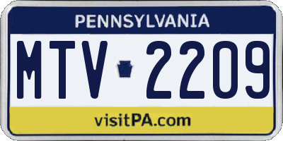 PA license plate MTV2209