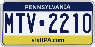 PA license plate MTV2210