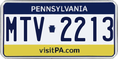 PA license plate MTV2213