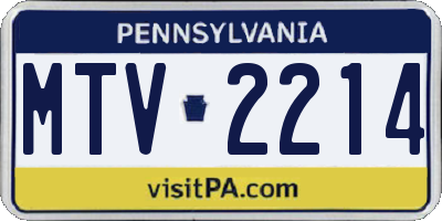 PA license plate MTV2214