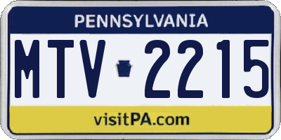 PA license plate MTV2215
