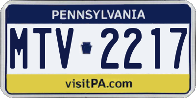 PA license plate MTV2217