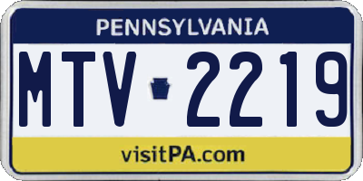 PA license plate MTV2219