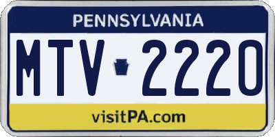 PA license plate MTV2220