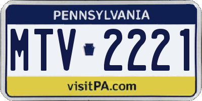 PA license plate MTV2221