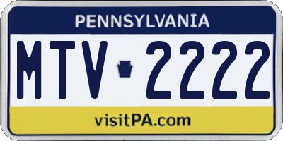 PA license plate MTV2222
