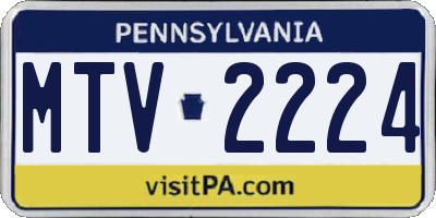PA license plate MTV2224