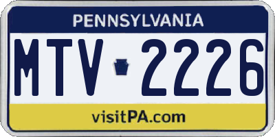 PA license plate MTV2226