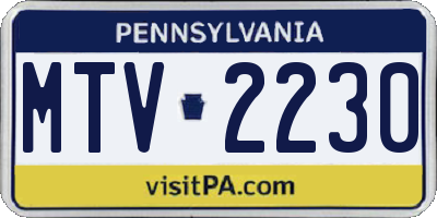 PA license plate MTV2230