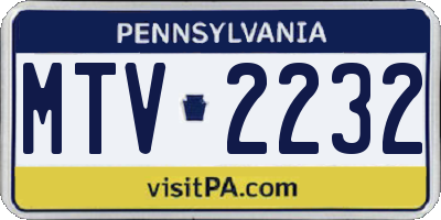 PA license plate MTV2232