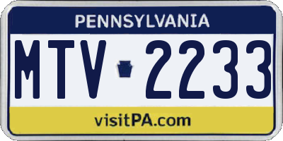 PA license plate MTV2233
