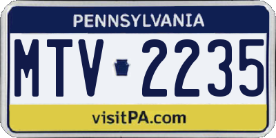 PA license plate MTV2235
