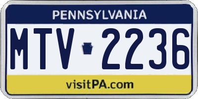 PA license plate MTV2236