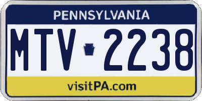 PA license plate MTV2238