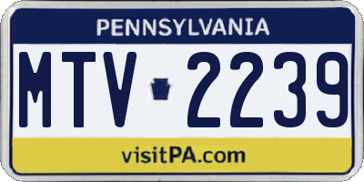 PA license plate MTV2239