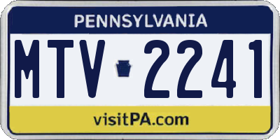 PA license plate MTV2241