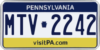 PA license plate MTV2242