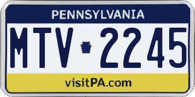 PA license plate MTV2245