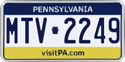 PA license plate MTV2249