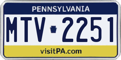 PA license plate MTV2251