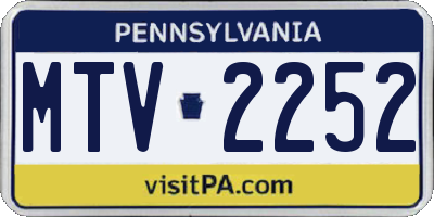 PA license plate MTV2252