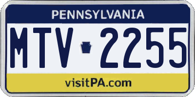 PA license plate MTV2255