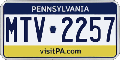 PA license plate MTV2257