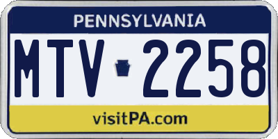 PA license plate MTV2258