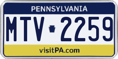 PA license plate MTV2259
