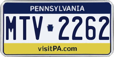 PA license plate MTV2262