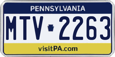 PA license plate MTV2263