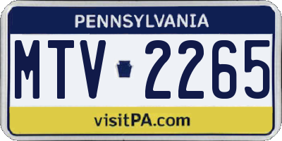 PA license plate MTV2265