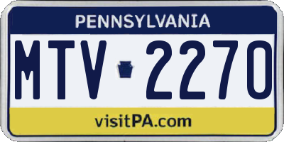 PA license plate MTV2270