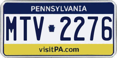 PA license plate MTV2276