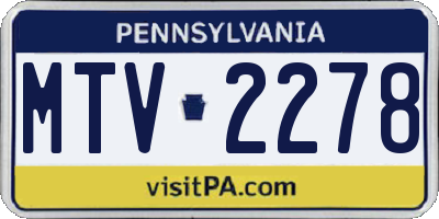 PA license plate MTV2278