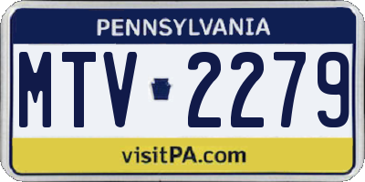 PA license plate MTV2279