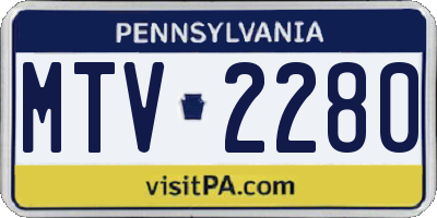 PA license plate MTV2280