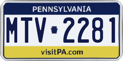 PA license plate MTV2281