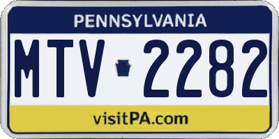 PA license plate MTV2282