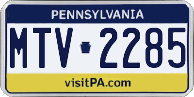 PA license plate MTV2285