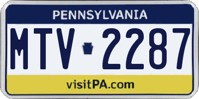 PA license plate MTV2287