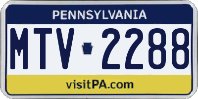 PA license plate MTV2288