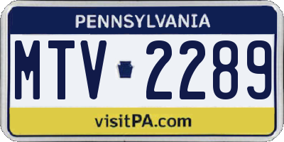 PA license plate MTV2289