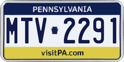 PA license plate MTV2291
