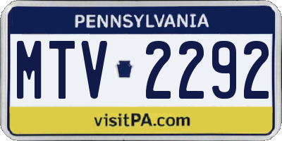 PA license plate MTV2292
